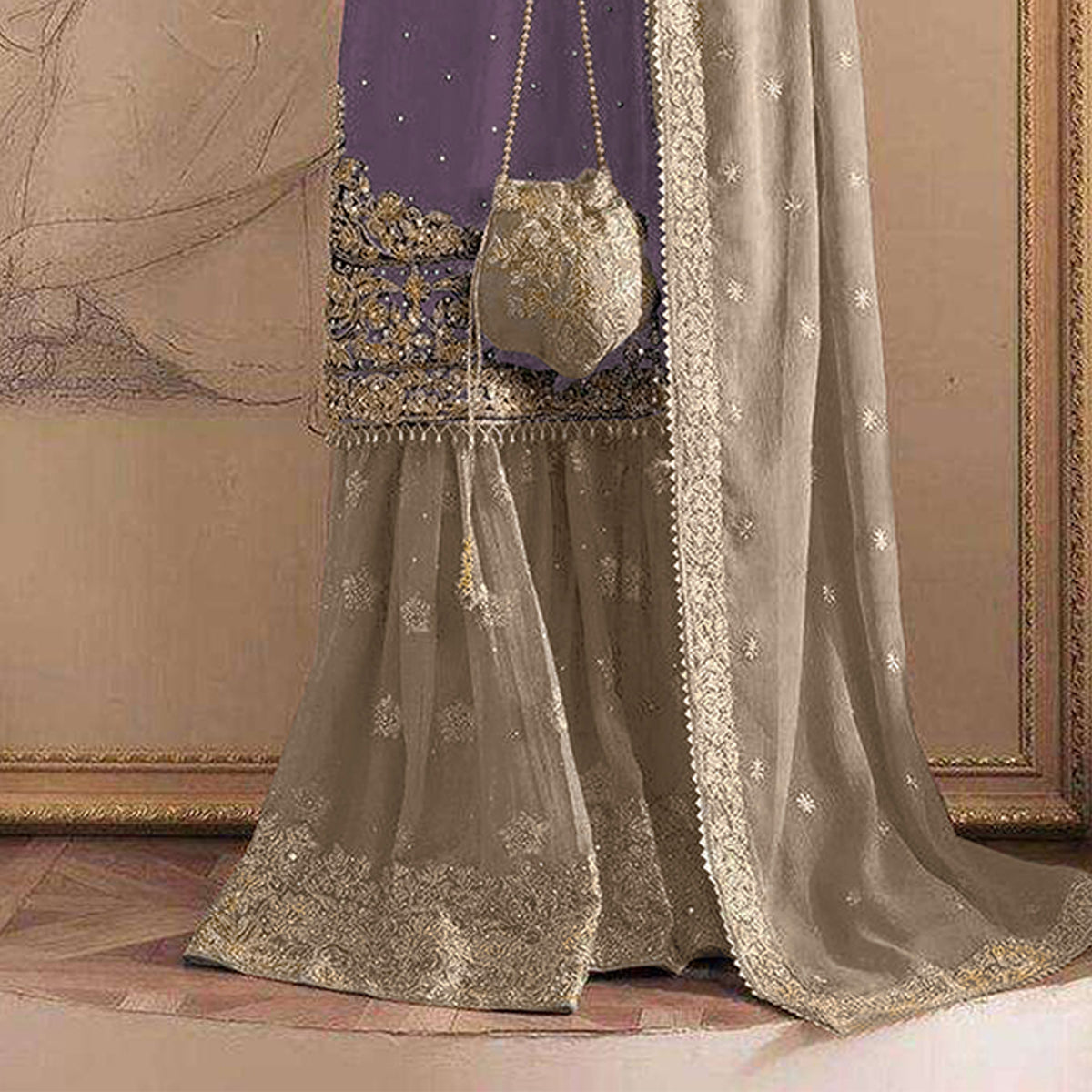 SHAFNUFAB Women's Georgette Ethnic Wear for WomenSemi StitchedSalwarSuit  SF271209