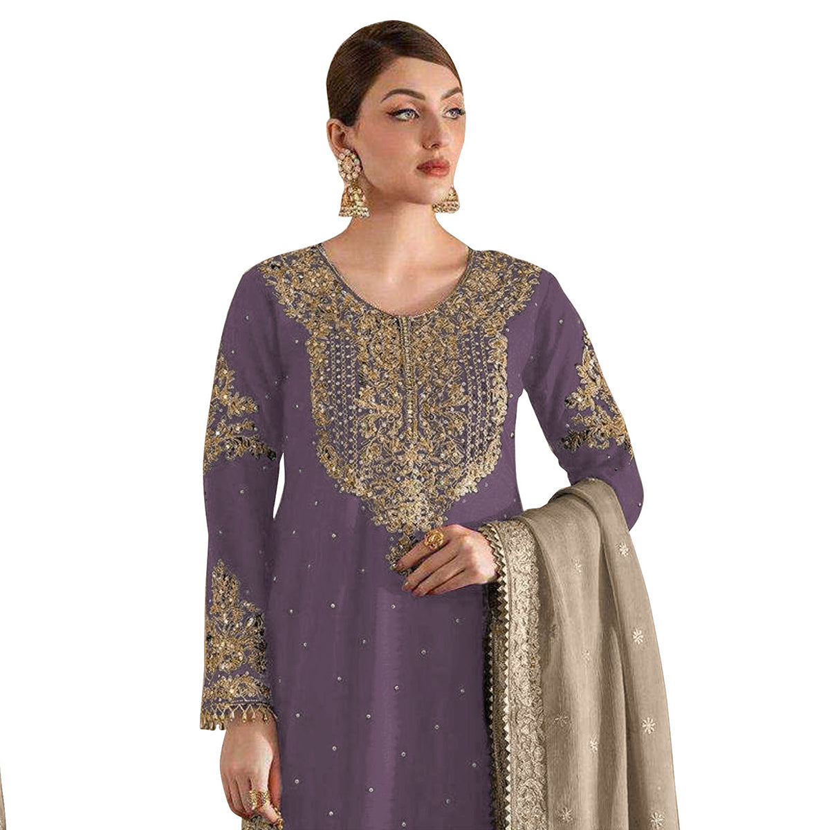 SHAFNUFAB Women's Georgette Ethnic Wear for WomenSemi StitchedSalwarSuit  SF271209