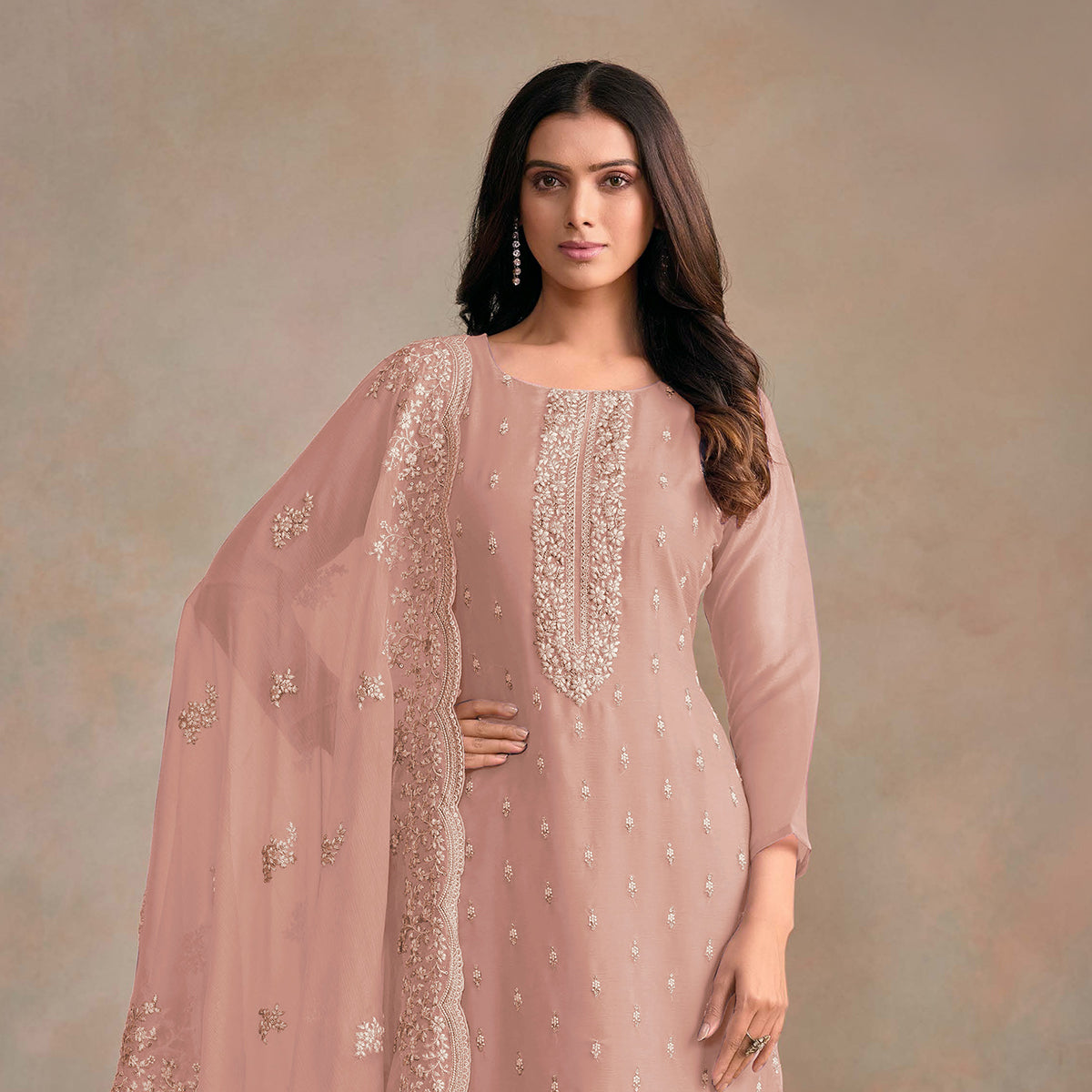 SHAFNUFAB Women's Georgette Ethnic Wear for WomenSemi StitchedSalwarSuit  SF271258