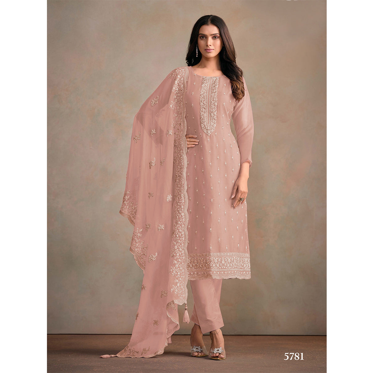 SHAFNUFAB Women's Georgette Ethnic Wear for WomenSemi StitchedSalwarSuit  SF271258