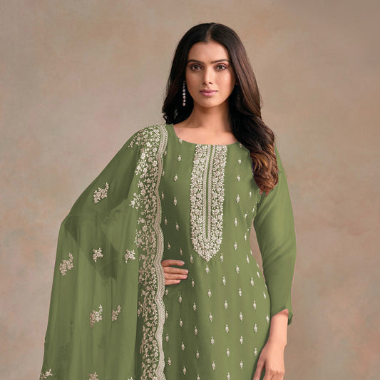 SHAFNUFAB Women's Georgette Ethnic Wear for WomenSemi StitchedSalwarSuit  SF271259
