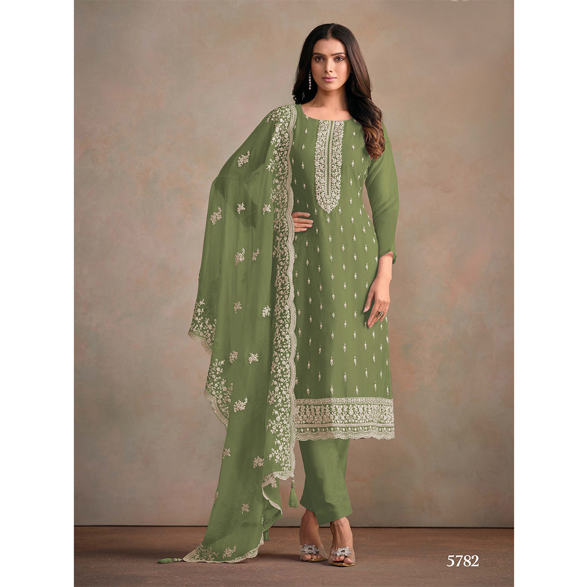 SHAFNUFAB Women's Georgette Ethnic Wear for WomenSemi StitchedSalwarSuit  SF271259