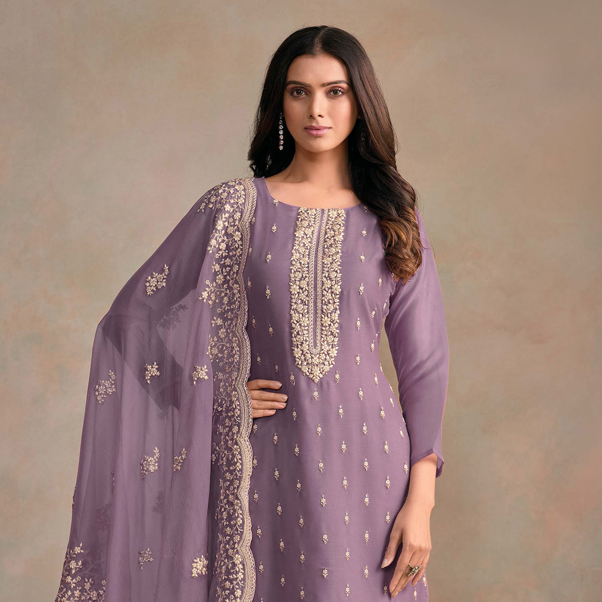 SHAFNUFAB Women's Georgette Ethnic Wear for WomenSemi StitchedSalwarSuit  SF271260