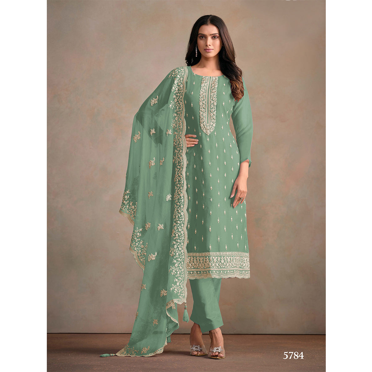 SHAFNUFAB Women's Georgette Ethnic Wear for WomenSemi StitchedSalwarSuit  SF271261