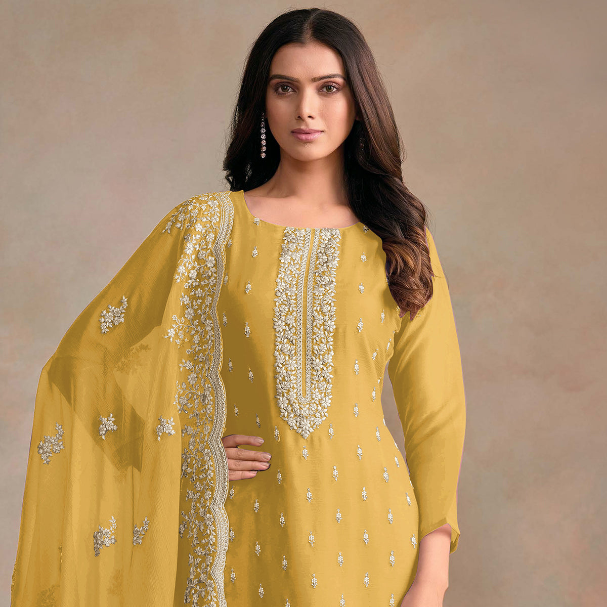 SHAFNUFAB Women's Georgette Ethnic Wear for WomenSemi StitchedSalwarSuit  SF271262