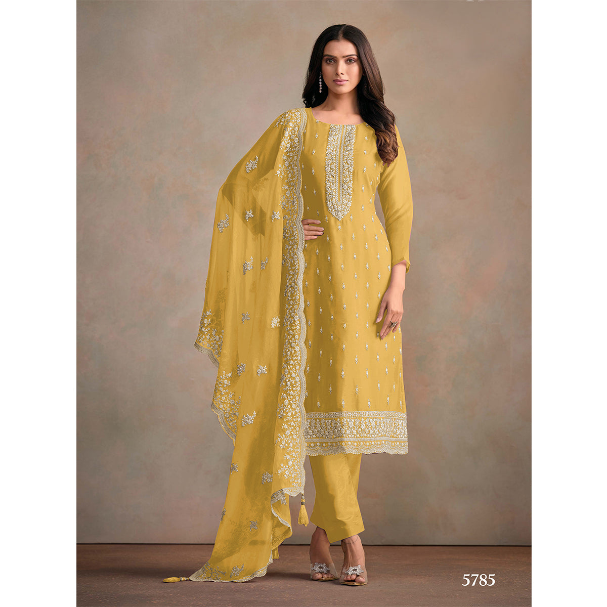 SHAFNUFAB Women's Georgette Ethnic Wear for WomenSemi StitchedSalwarSuit  SF271262