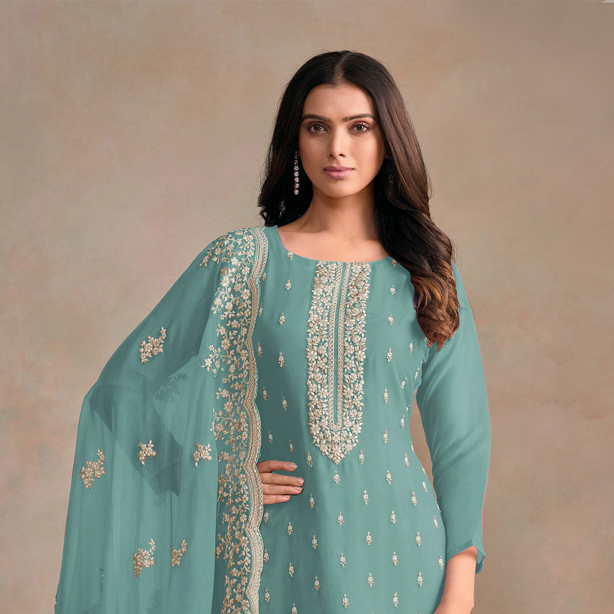 SHAFNUFAB Women's Georgette Ethnic Wear for WomenSemi StitchedSalwarSuit  SF271263
