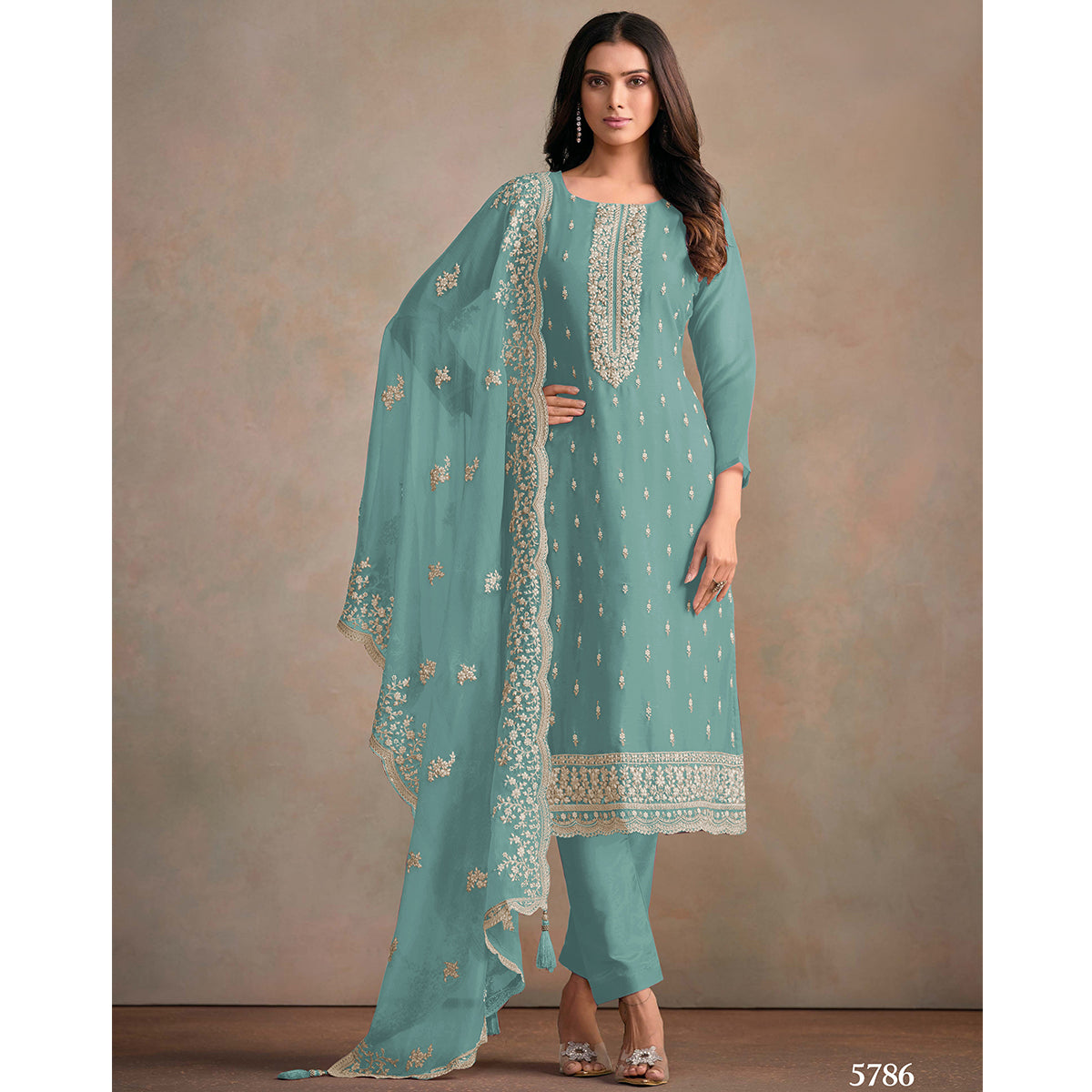 SHAFNUFAB Women's Georgette Ethnic Wear for WomenSemi StitchedSalwarSuit  SF271263