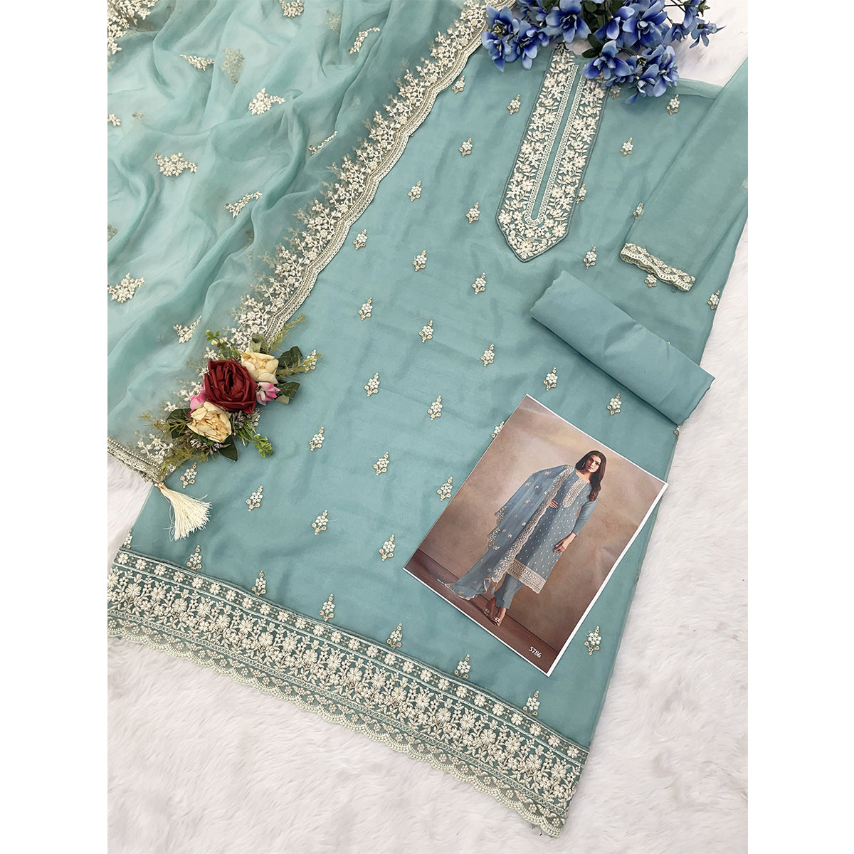 SHAFNUFAB Women's Georgette Ethnic Wear for WomenSemi StitchedSalwarSuit  SF271263