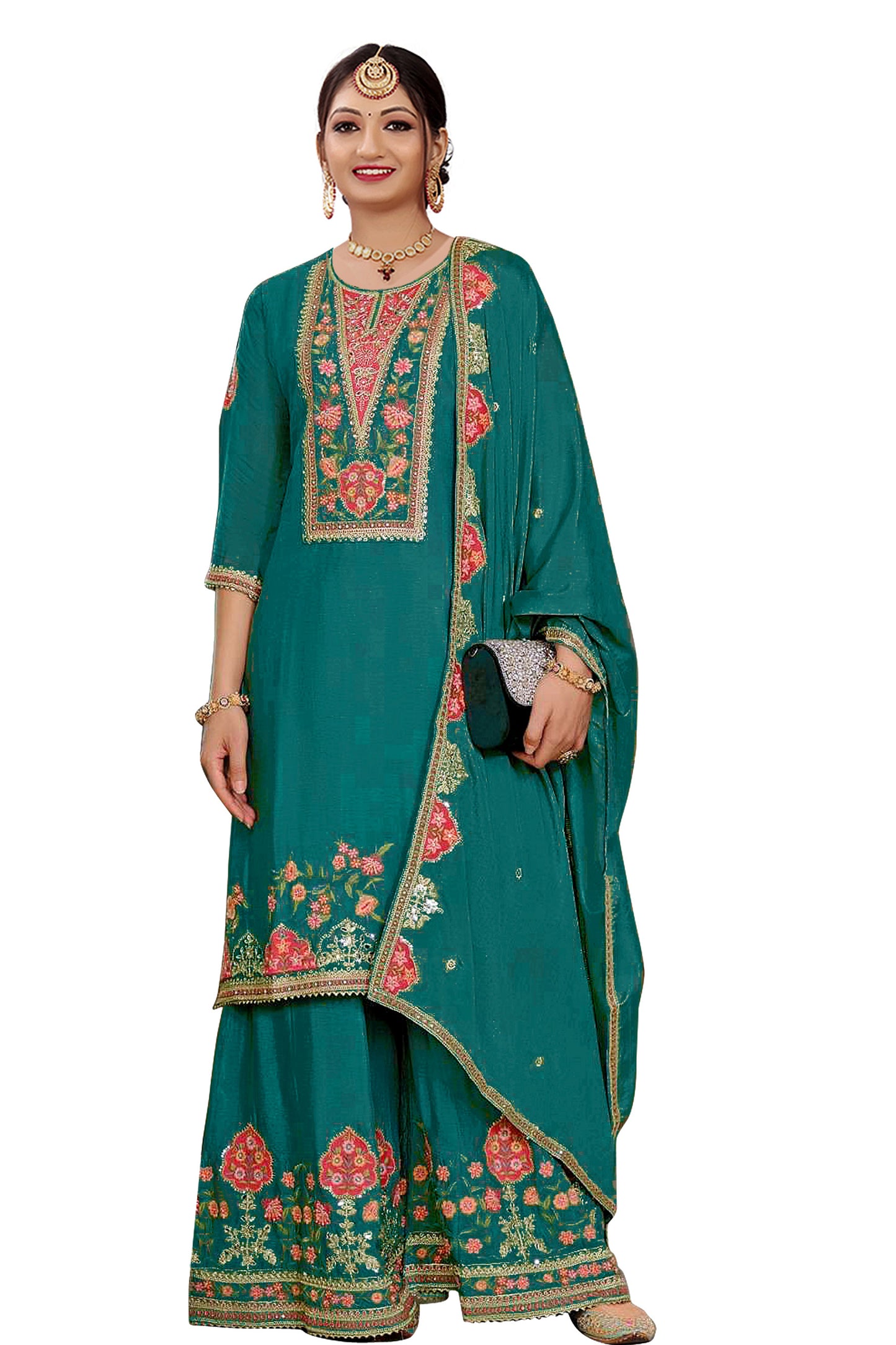 SHAFNUFAB Women's Georgette Ethnic Wear for WomenSemi StitchedSalwarSuit Pakistani Suit  SF271396