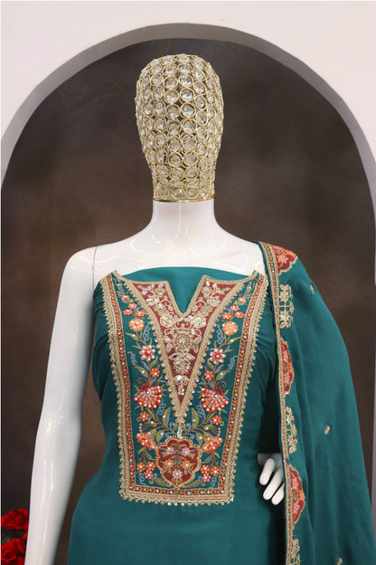 SHAFNUFAB Women's Georgette Ethnic Wear for WomenSemi StitchedSalwarSuit Pakistani Suit  SF271396