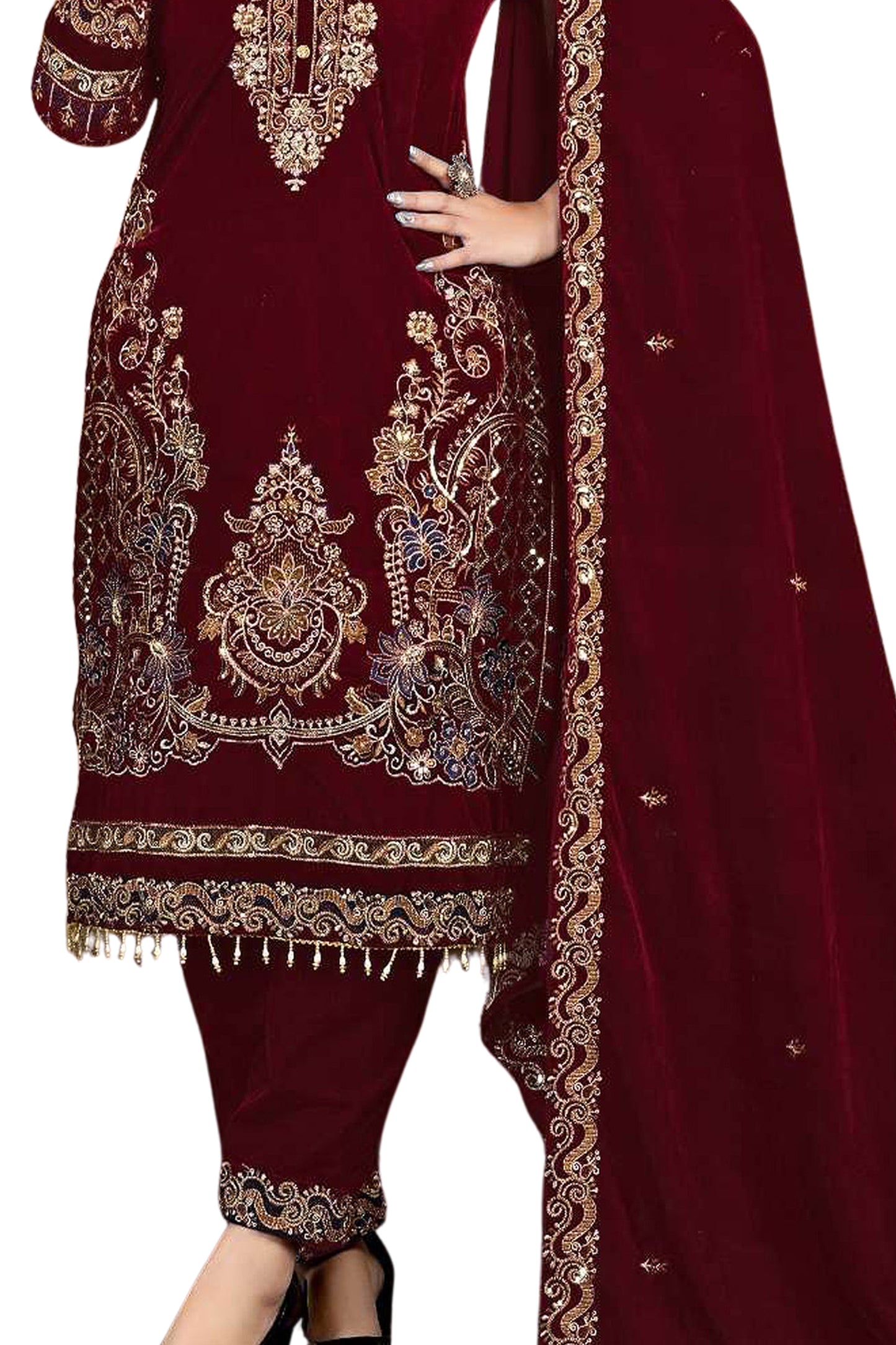 SHAFNUFAB Women's Georgette Ethnic Wear for WomenSemi StitchedSalwarSuit  SF271401