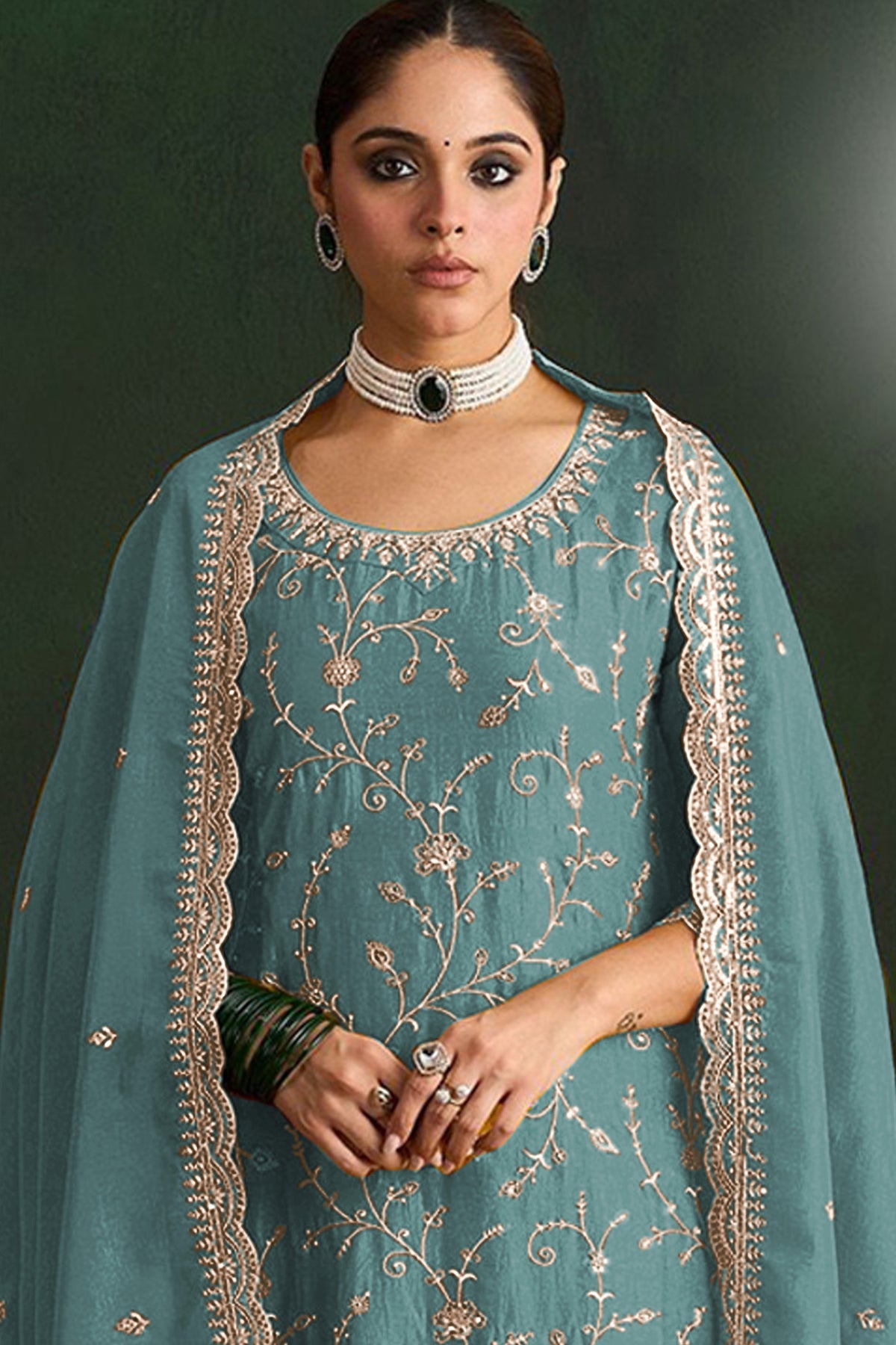 SHAFNUFAB Women's Georgette Ethnic Wear for WomenSemi Stitched PAKISTANI SUIT SF311396