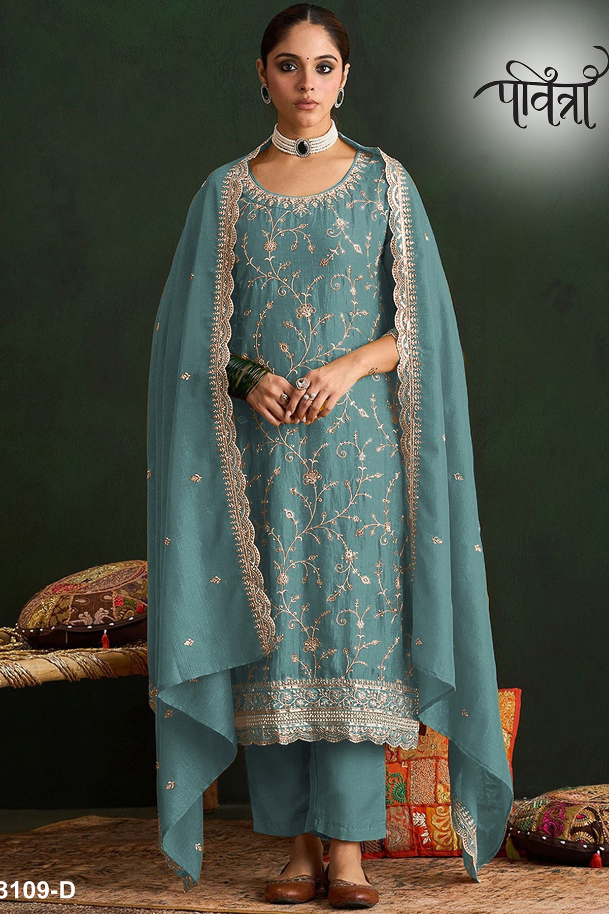 SHAFNUFAB Women's Georgette Ethnic Wear for WomenSemi Stitched PAKISTANI SUIT SF311396