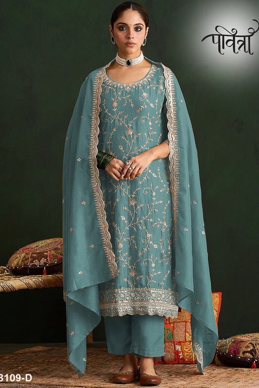 SHAFNUFAB Women's Georgette Ethnic Wear for WomenSemi Stitched PAKISTANI SUIT SF311396