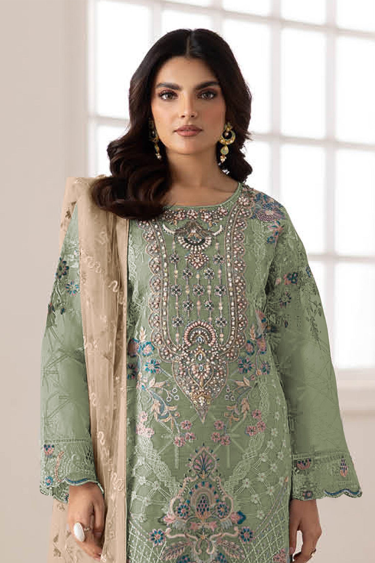 SHAFNUFAB Women's Georgette Ethnic Wear for WomenSemi Stitched PAKISTANI SUIT SF311396