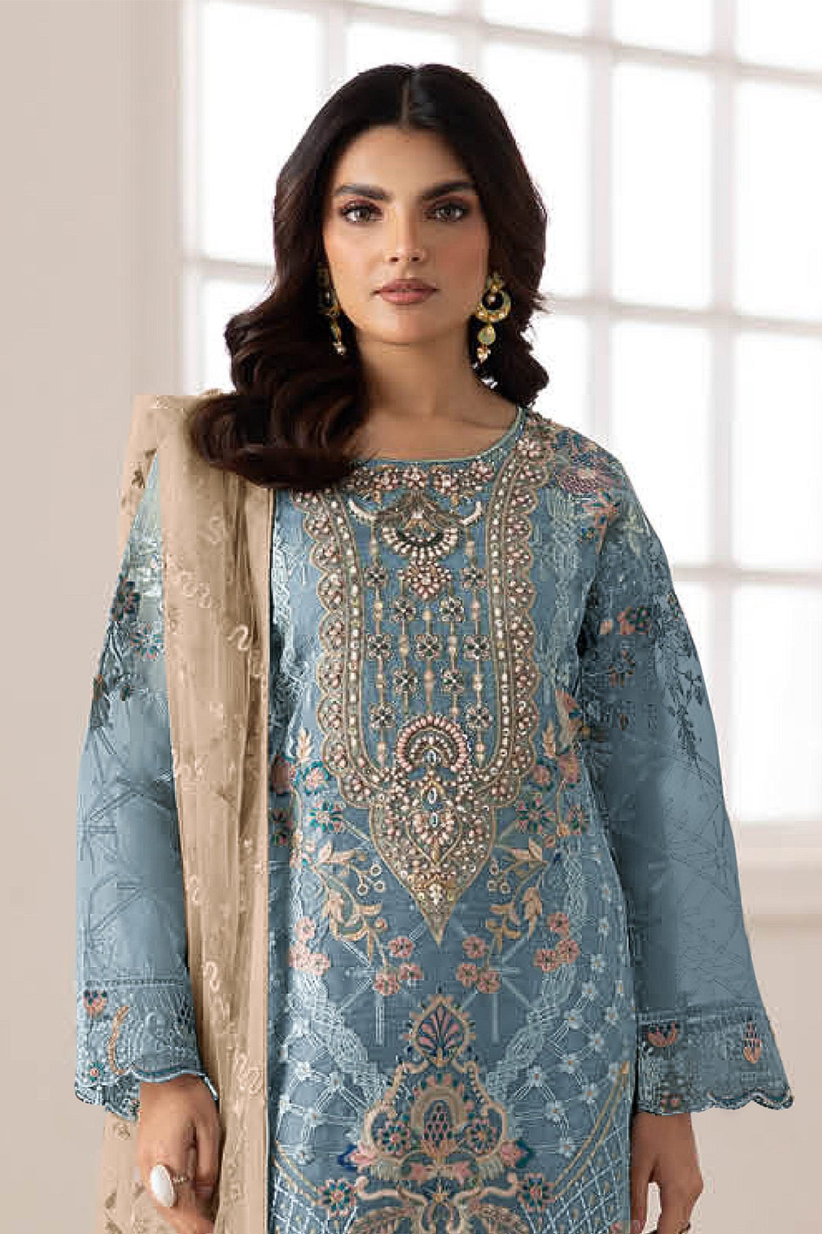 SHAFNUFAB Women's Georgette Ethnic Wear for WomenSemi Stitched PAKISTANI SUIT SF311397