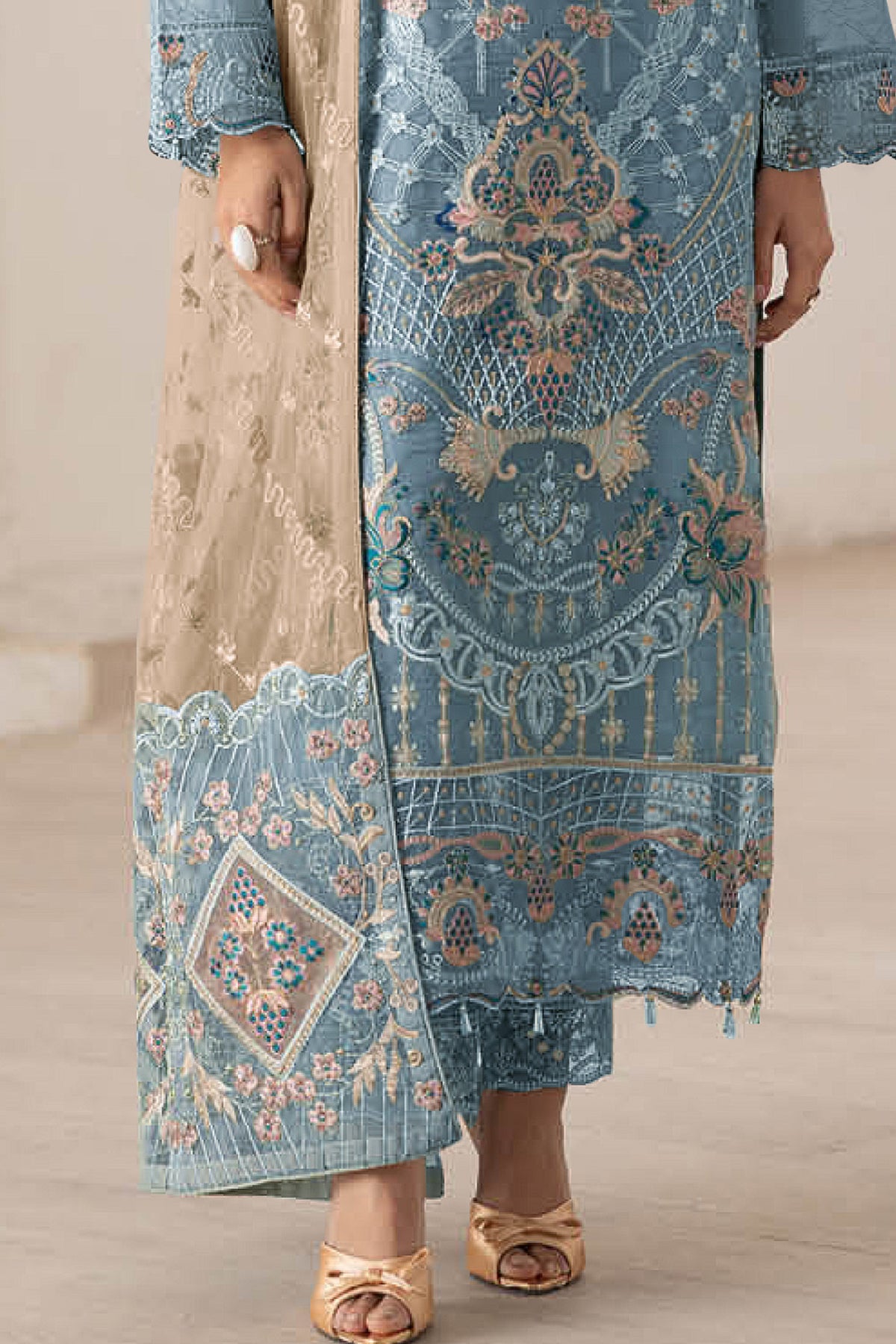 SHAFNUFAB Women's Georgette Ethnic Wear for WomenSemi Stitched PAKISTANI SUIT SF311397
