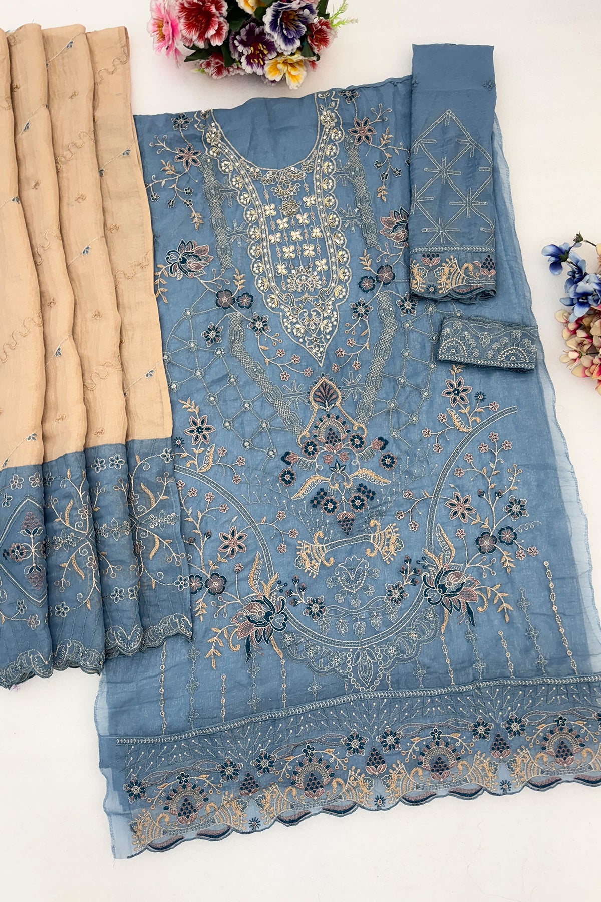 SHAFNUFAB Women's Georgette Ethnic Wear for WomenSemi Stitched PAKISTANI SUIT SF311397