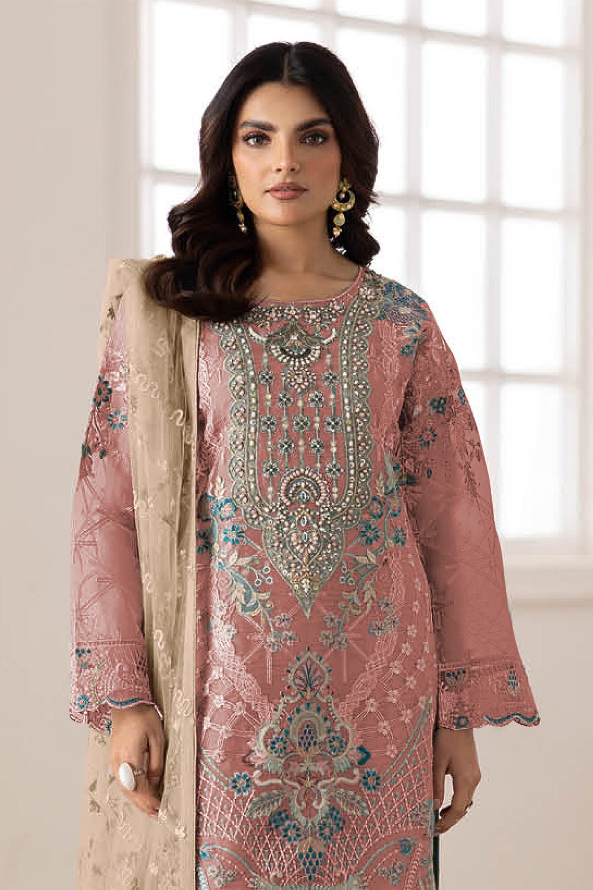 SHAFNUFAB Women's Georgette Ethnic Wear for WomenSemi Stitched PAKISTANI SUIT SF311399