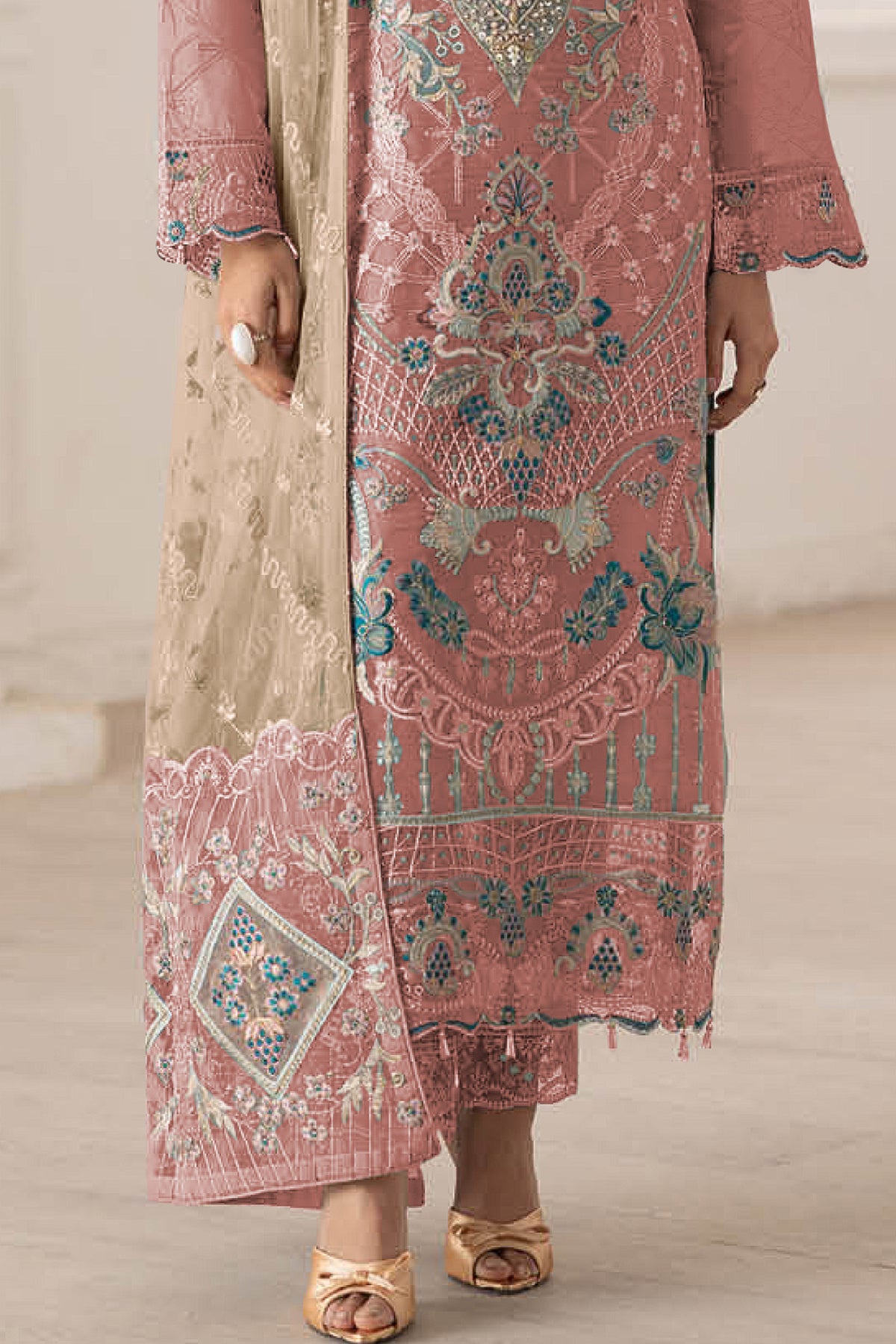 SHAFNUFAB Women's Georgette Ethnic Wear for WomenSemi Stitched PAKISTANI SUIT SF311399
