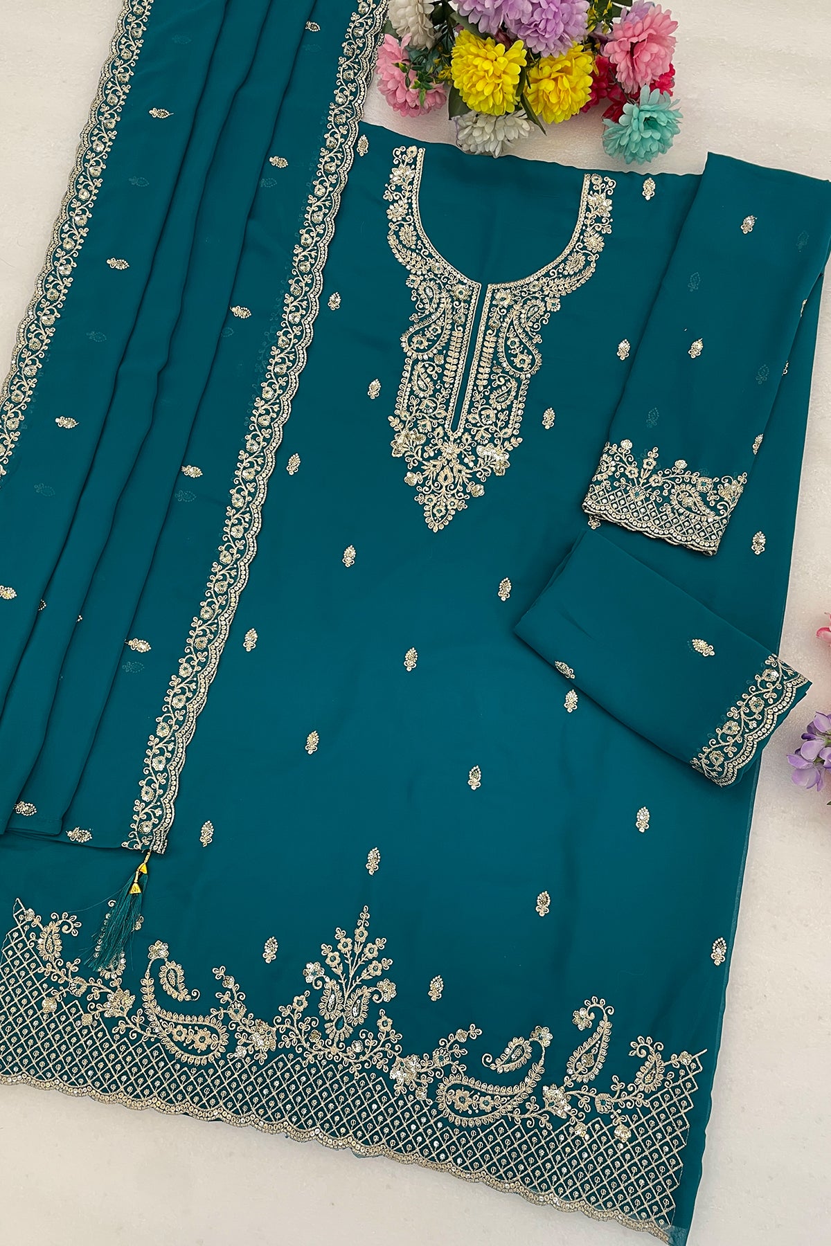 SHAFNUFAB Women's Georgette Ethnic Wear for WomenSemi Stitched PAKISTANI SUIT SF311400