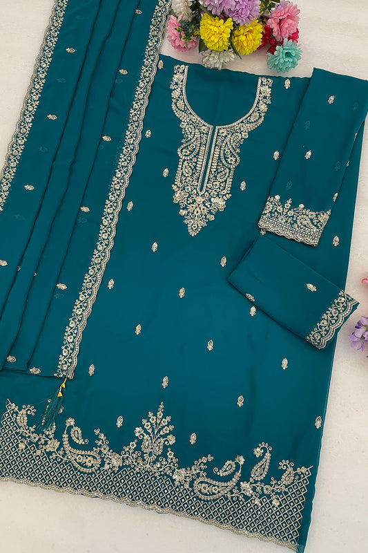SHAFNUFAB Women's Georgette Ethnic Wear for WomenSemi Stitched PAKISTANI SUIT SF311400
