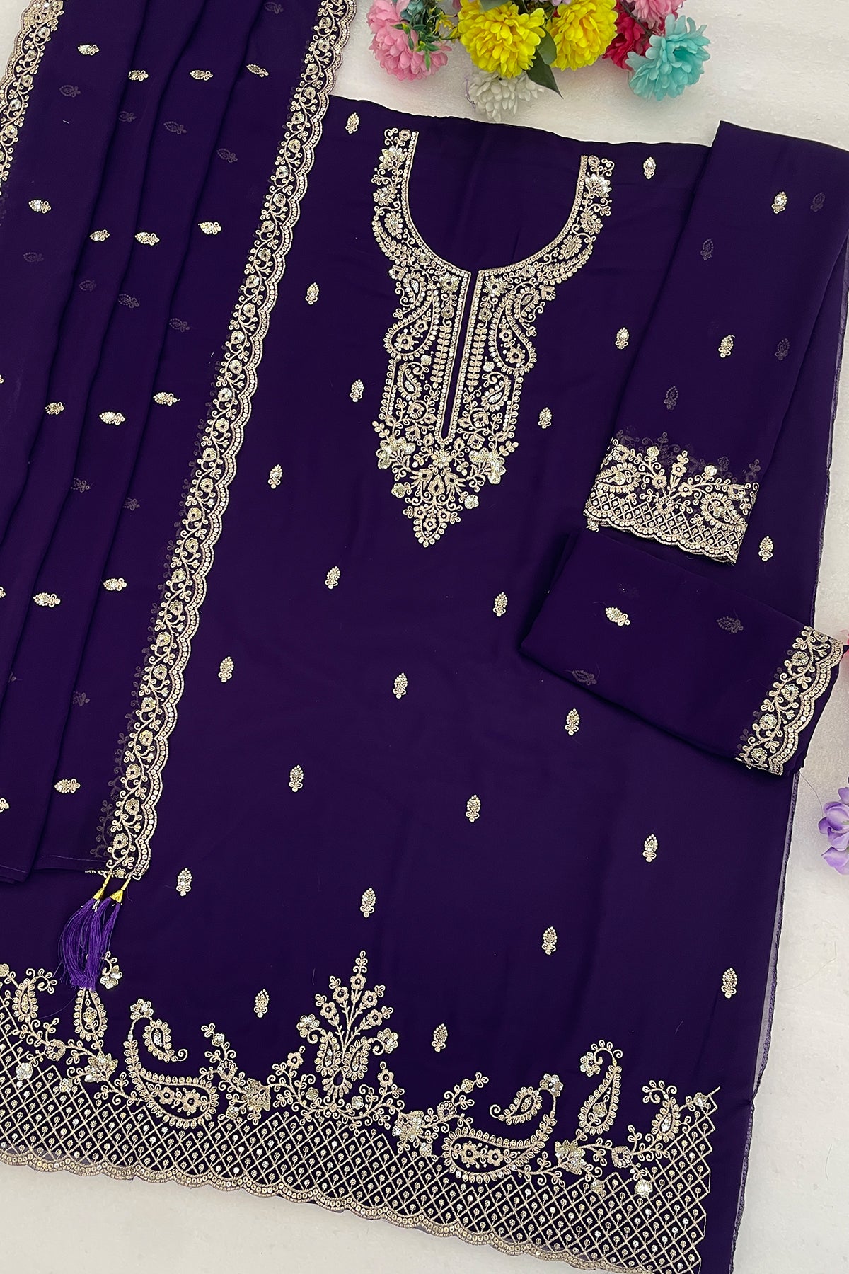 SHAFNUFAB Women's Georgette Ethnic Wear for WomenSemi Stitched PAKISTANI SUIT SF311401