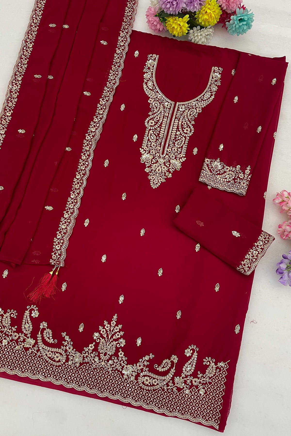SHAFNUFAB Women's Georgette Ethnic Wear for WomenSemi Stitched PAKISTANI SUIT SF311402
