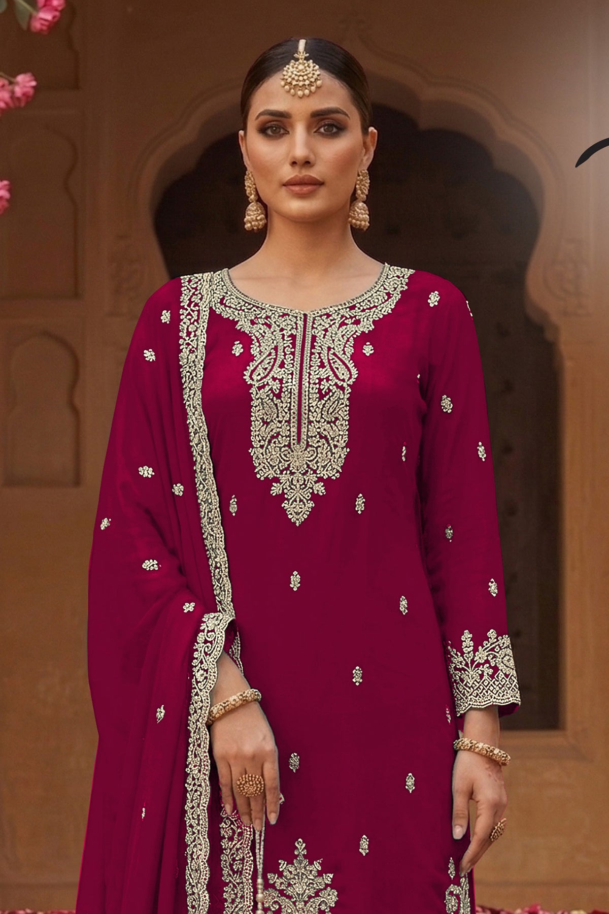 SHAFNUFAB Women's Georgette Ethnic Wear for WomenSemi Stitched PAKISTANI SUIT SF311402