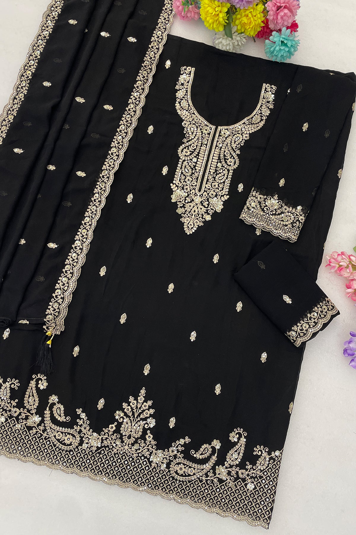 SHAFNUFAB Women's Georgette Ethnic Wear for WomenSemi Stitched PAKISTANI SUIT SF311403