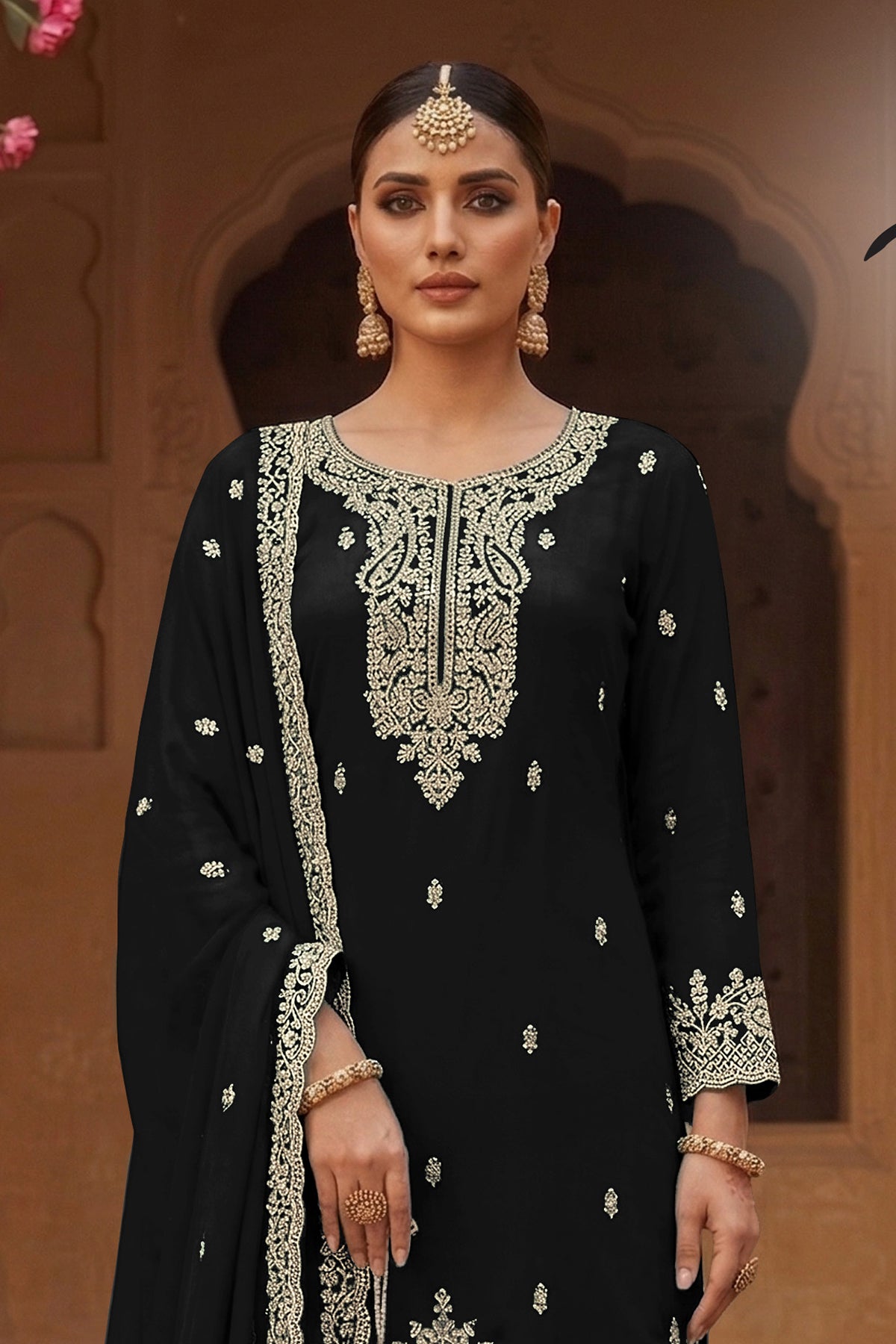 SHAFNUFAB Women's Georgette Ethnic Wear for WomenSemi Stitched PAKISTANI SUIT SF311403