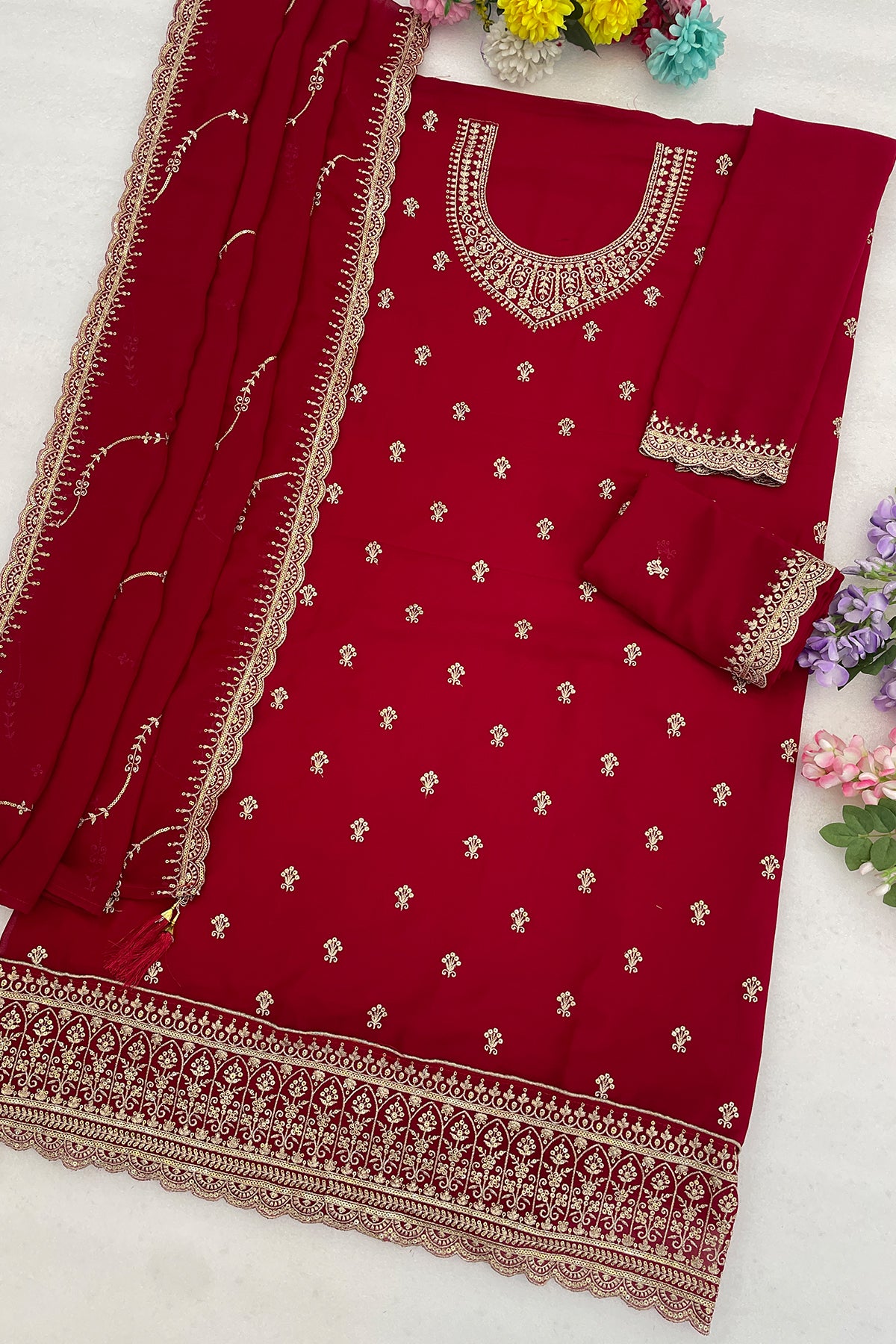 SHAFNUFAB Women's Georgette Ethnic Wear for WomenSemi Stitched PAKISTANI SUIT SF311405
