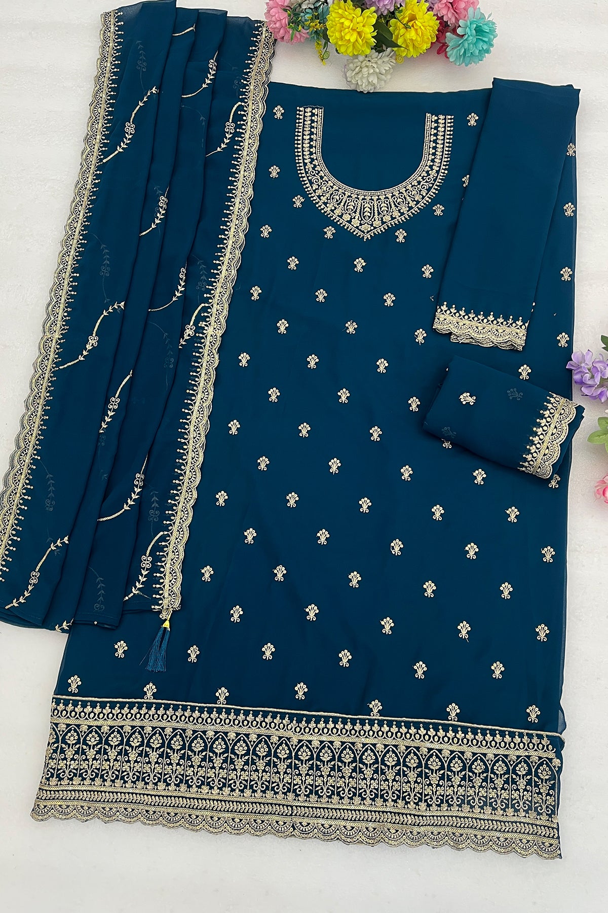 SHAFNUFAB Women's Georgette Ethnic Wear for WomenSemi Stitched PAKISTANI SUIT SF311406