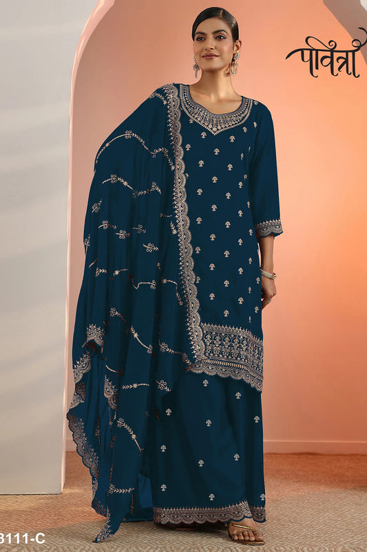 SHAFNUFAB Women's Georgette Ethnic Wear for WomenSemi Stitched PAKISTANI SUIT SF311406