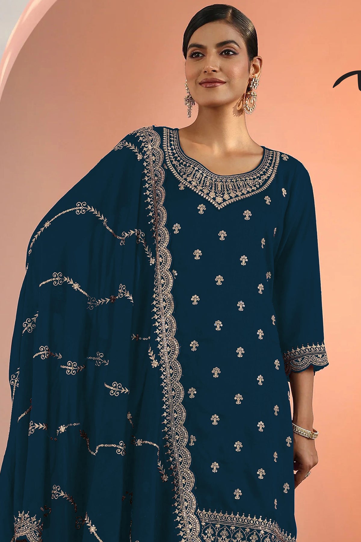 SHAFNUFAB Women's Georgette Ethnic Wear for WomenSemi Stitched PAKISTANI SUIT SF311406