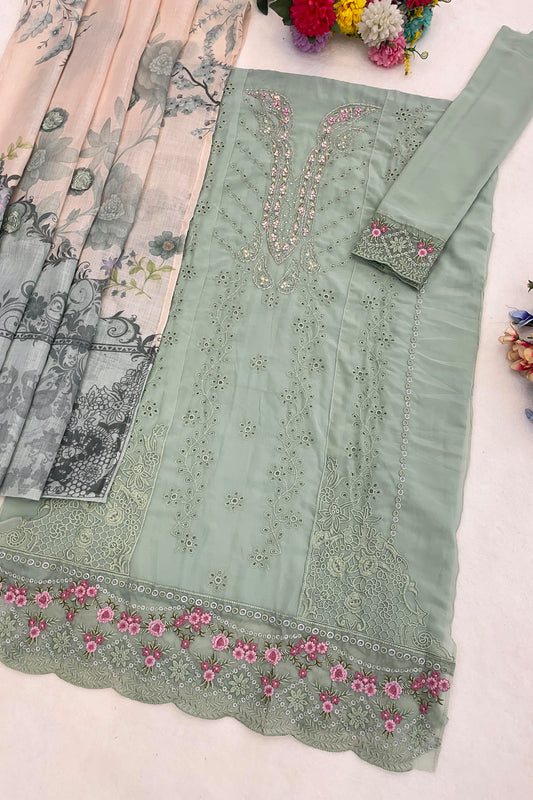 SHAFNUFAB Women's Georgette Ethnic Wear for WomenSemi Stitched PAKISTANI SUIT SF311408