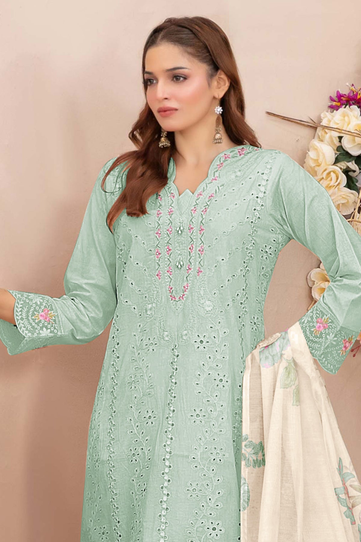 SHAFNUFAB Women's Georgette Ethnic Wear for WomenSemi Stitched PAKISTANI SUIT SF311408