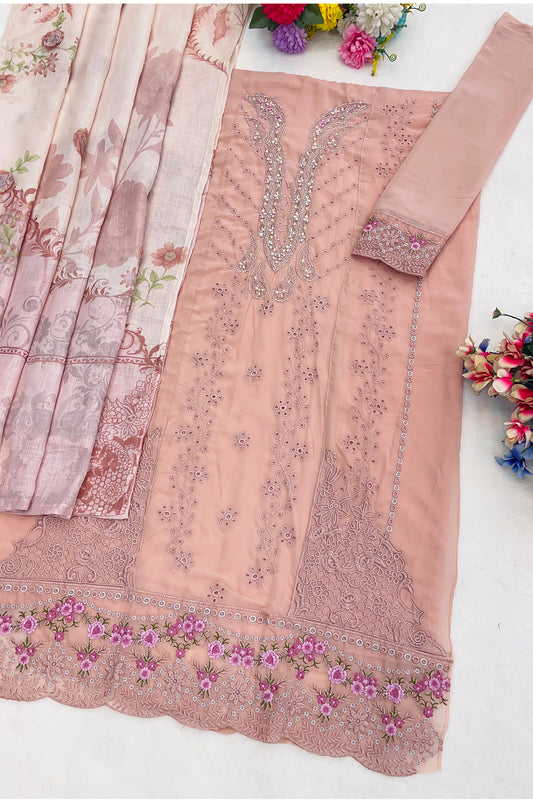 SHAFNUFAB Women's Georgette Ethnic Wear for WomenSemi Stitched PAKISTANI SUIT SF311410