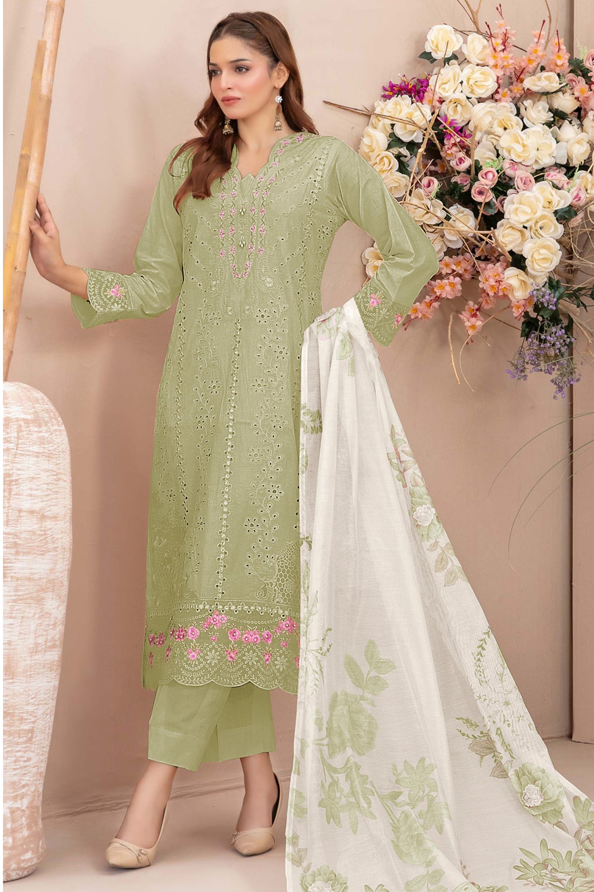 SHAFNUFAB Women's Georgette Ethnic Wear for WomenSemi Stitched PAKISTANI SUIT SF311411
