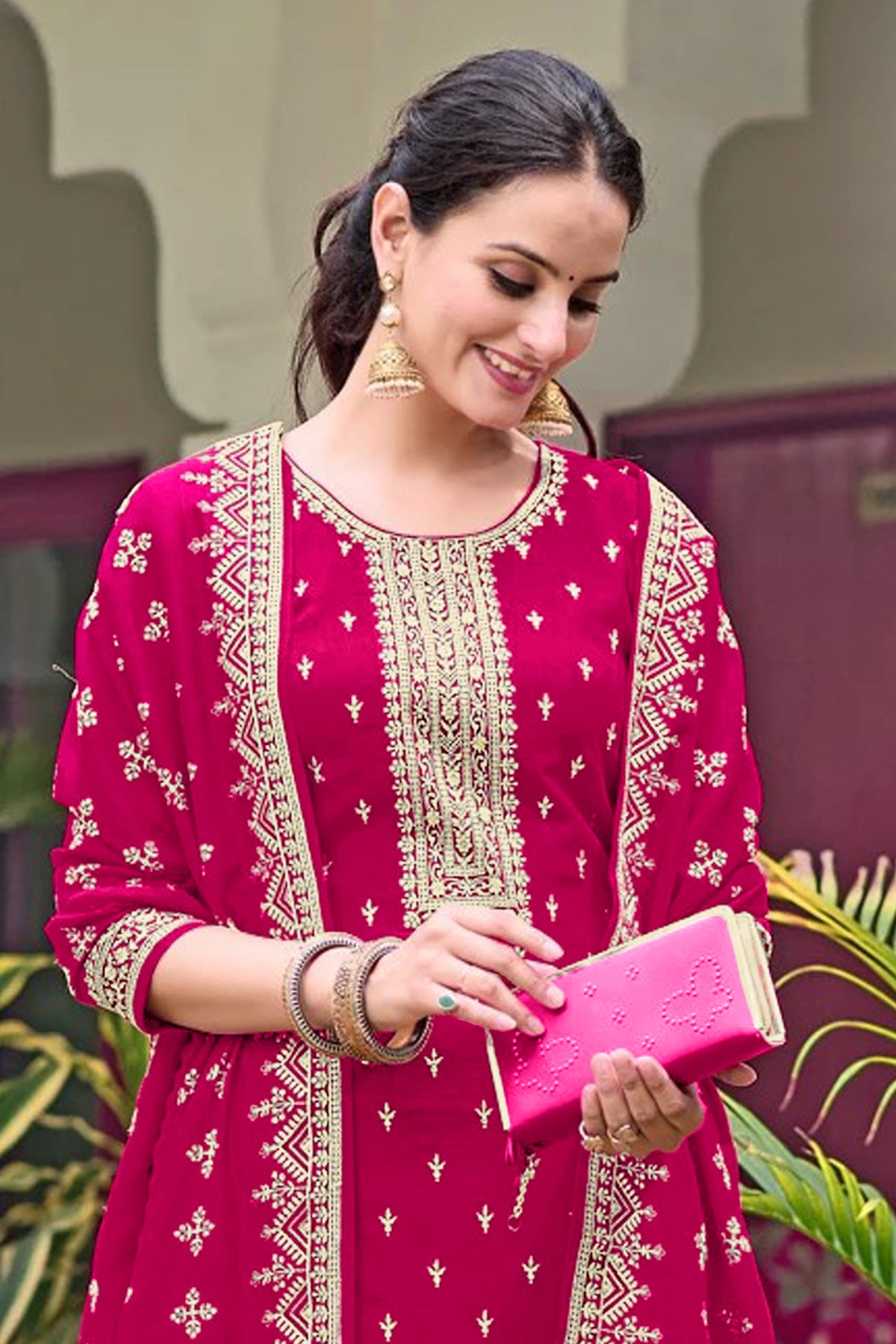 SHAFNUFAB Women's Georgette Ethnic Wear for WomenSemi Stitched PAKISTANI SUIT SF311412