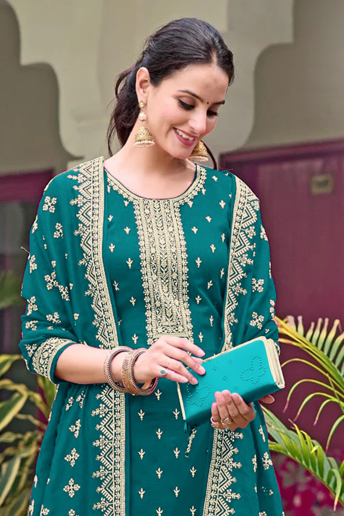 SHAFNUFAB Women's Georgette Ethnic Wear for WomenSemi Stitched PAKISTANI SUIT SF311413