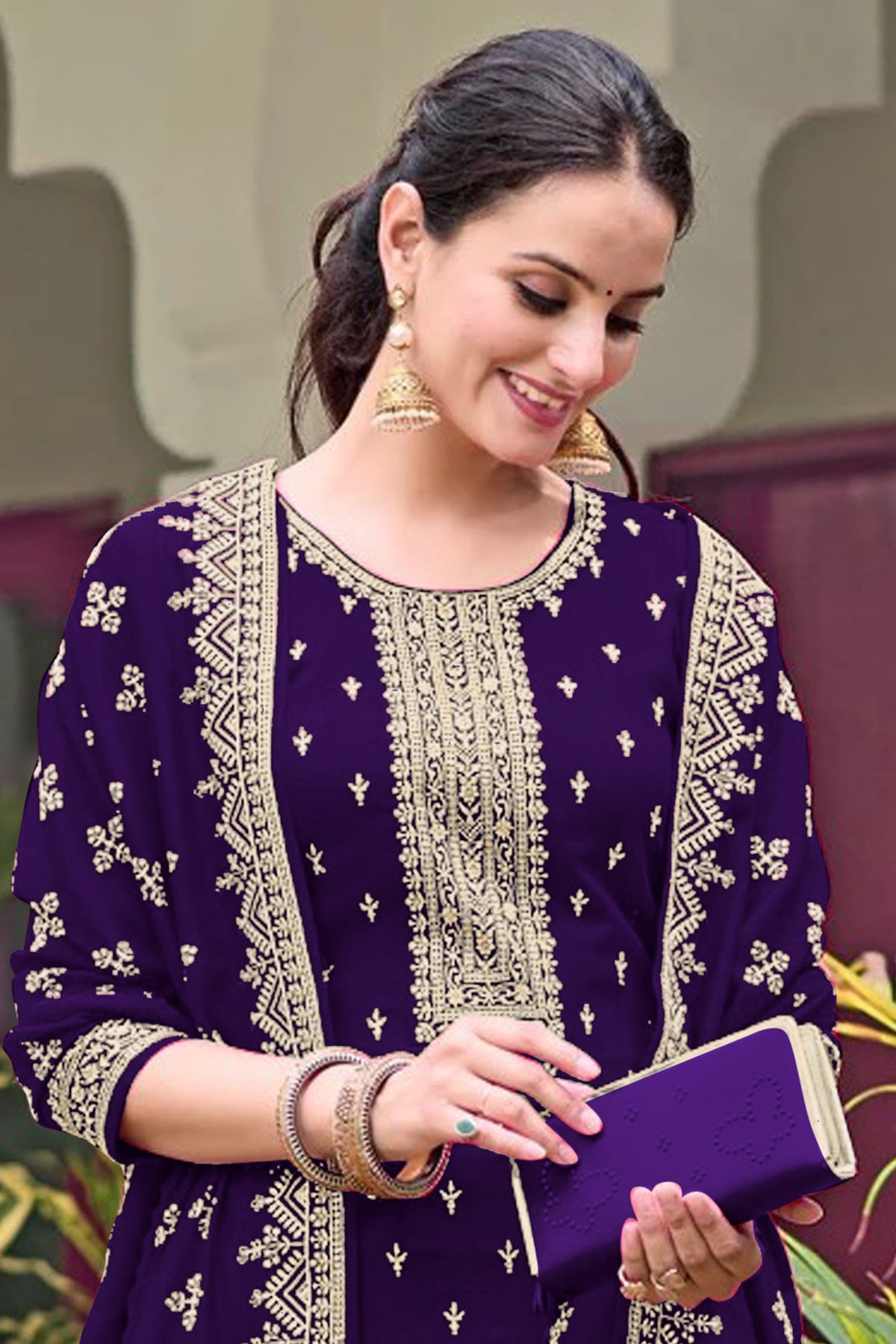 SHAFNUFAB Women's Georgette Ethnic Wear for WomenSemi Stitched PAKISTANI SUIT SF311414