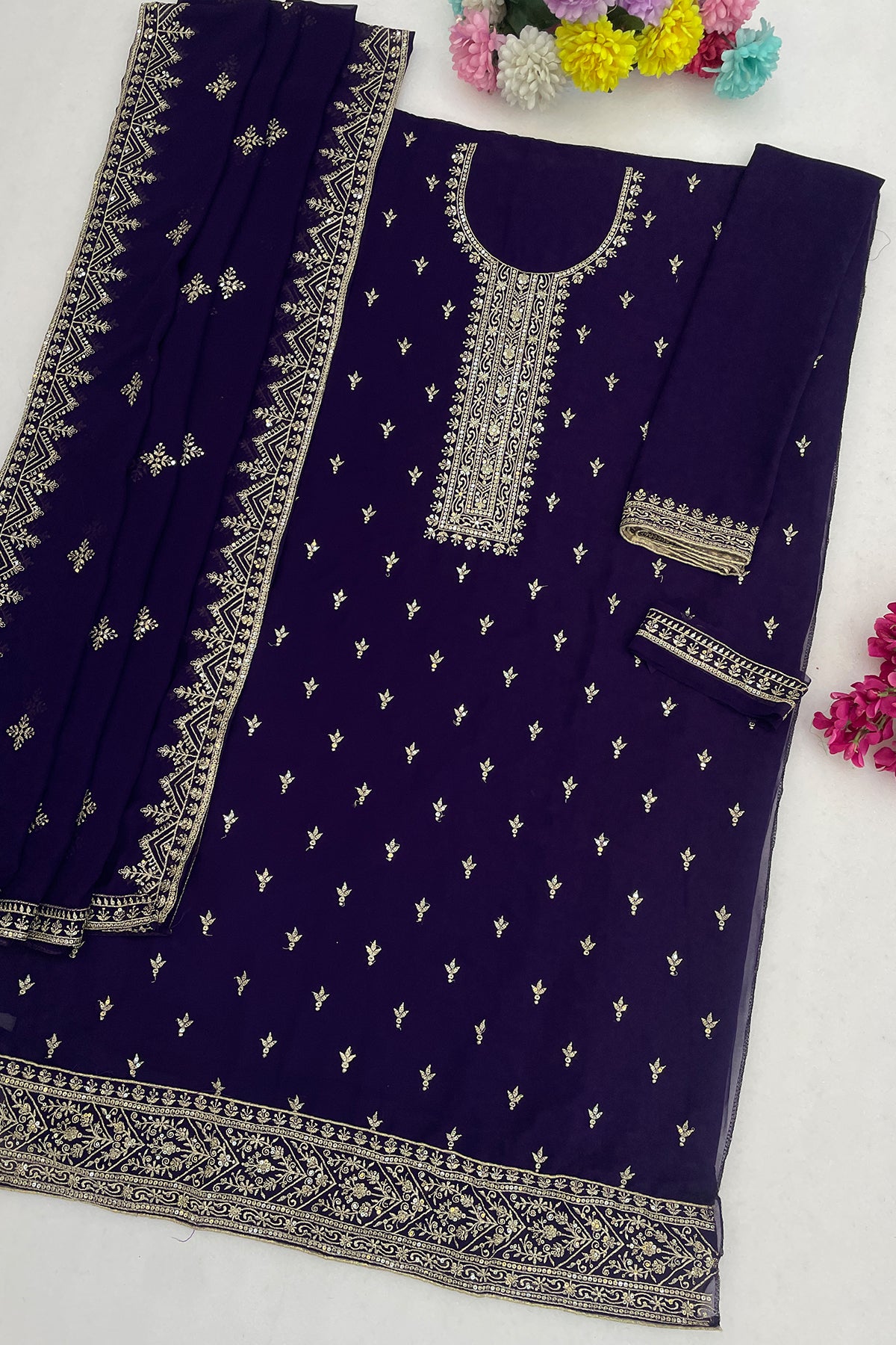 SHAFNUFAB Women's Georgette Ethnic Wear for WomenSemi Stitched PAKISTANI SUIT SF311414