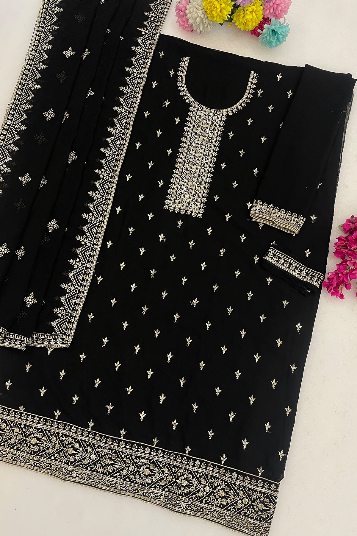 SHAFNUFAB Women's Georgette Ethnic Wear for WomenSemi Stitched PAKISTANI SUIT SF311415