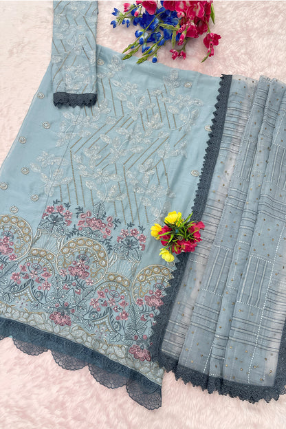 SHAFNUFAB Women's Georgette Ethnic Wear for WomenSemi Stitched PAKISTANI SUIT SF311417