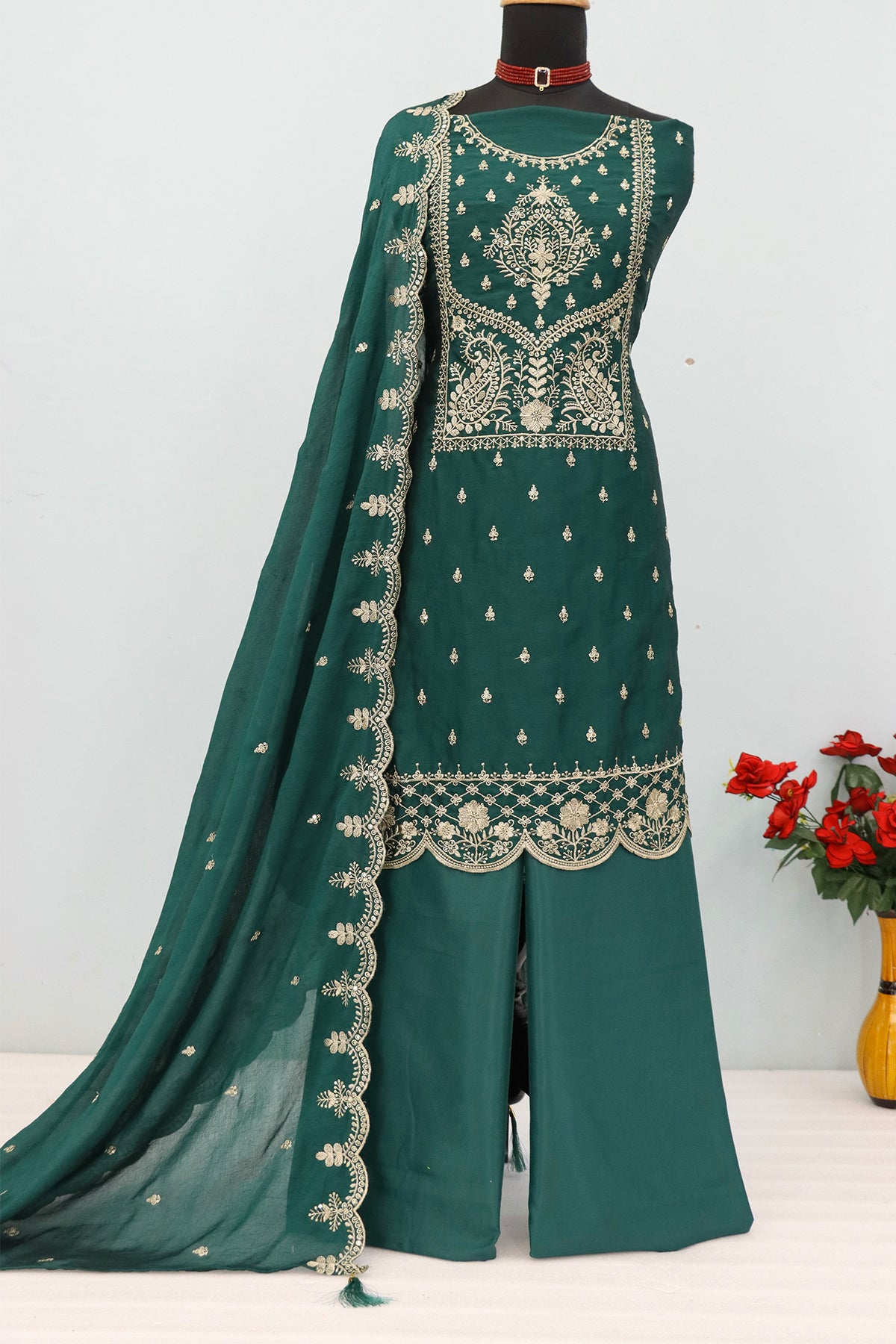 SHAFNUFAB Women's Georgette Ethnic Wear for WomenSemi Stitched PAKISTANI SUIT SF311419