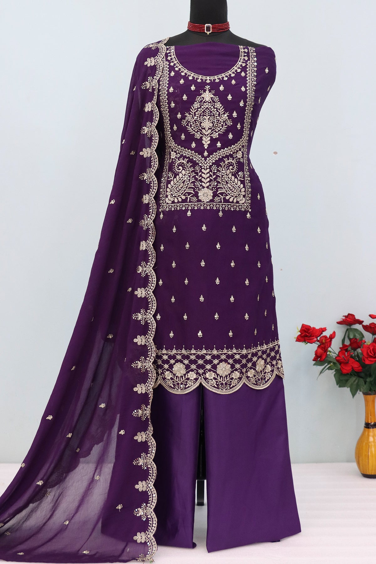 SHAFNUFAB Women's Georgette Ethnic Wear for WomenSemi Stitched PAKISTANI SUIT SF311421