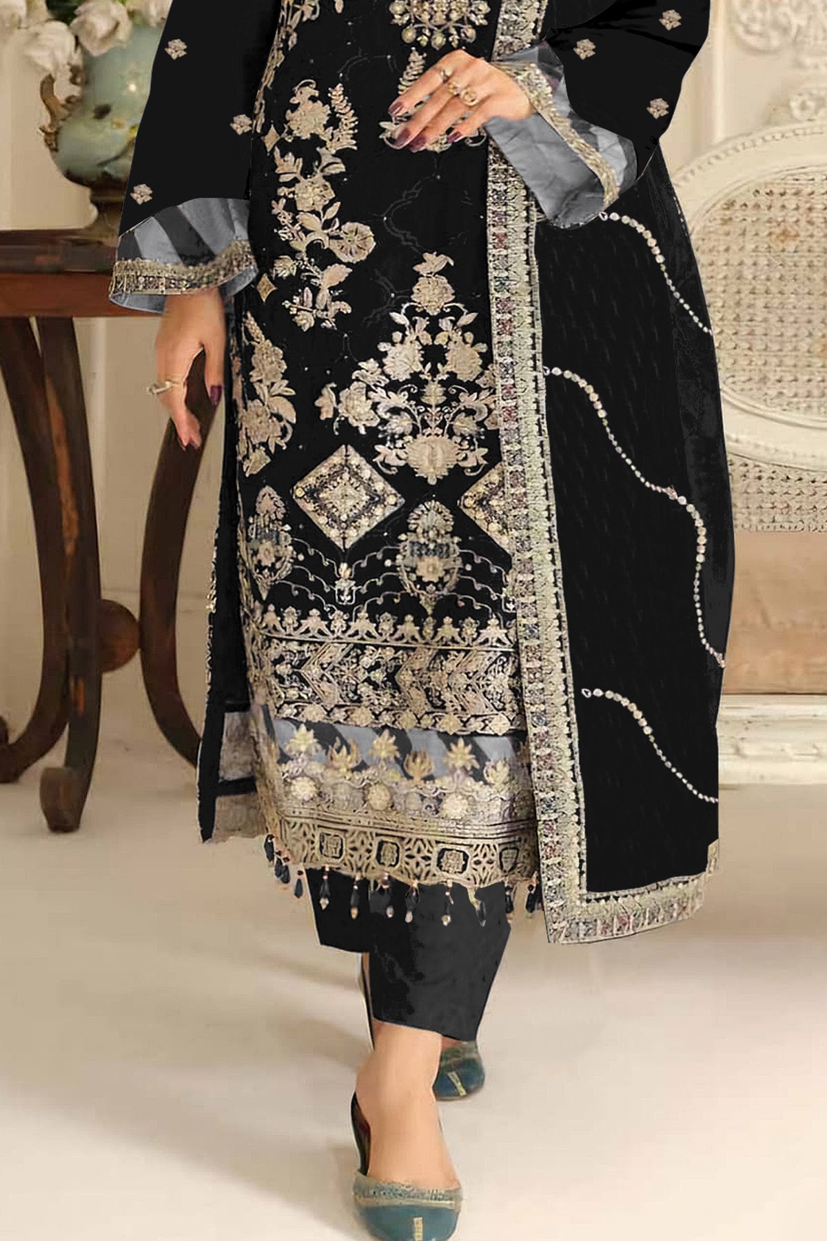 SHAFNUFAB Women's Georgette Ethnic Wear for WomenSemi Stitched PAKISTANI SUIT SF311423