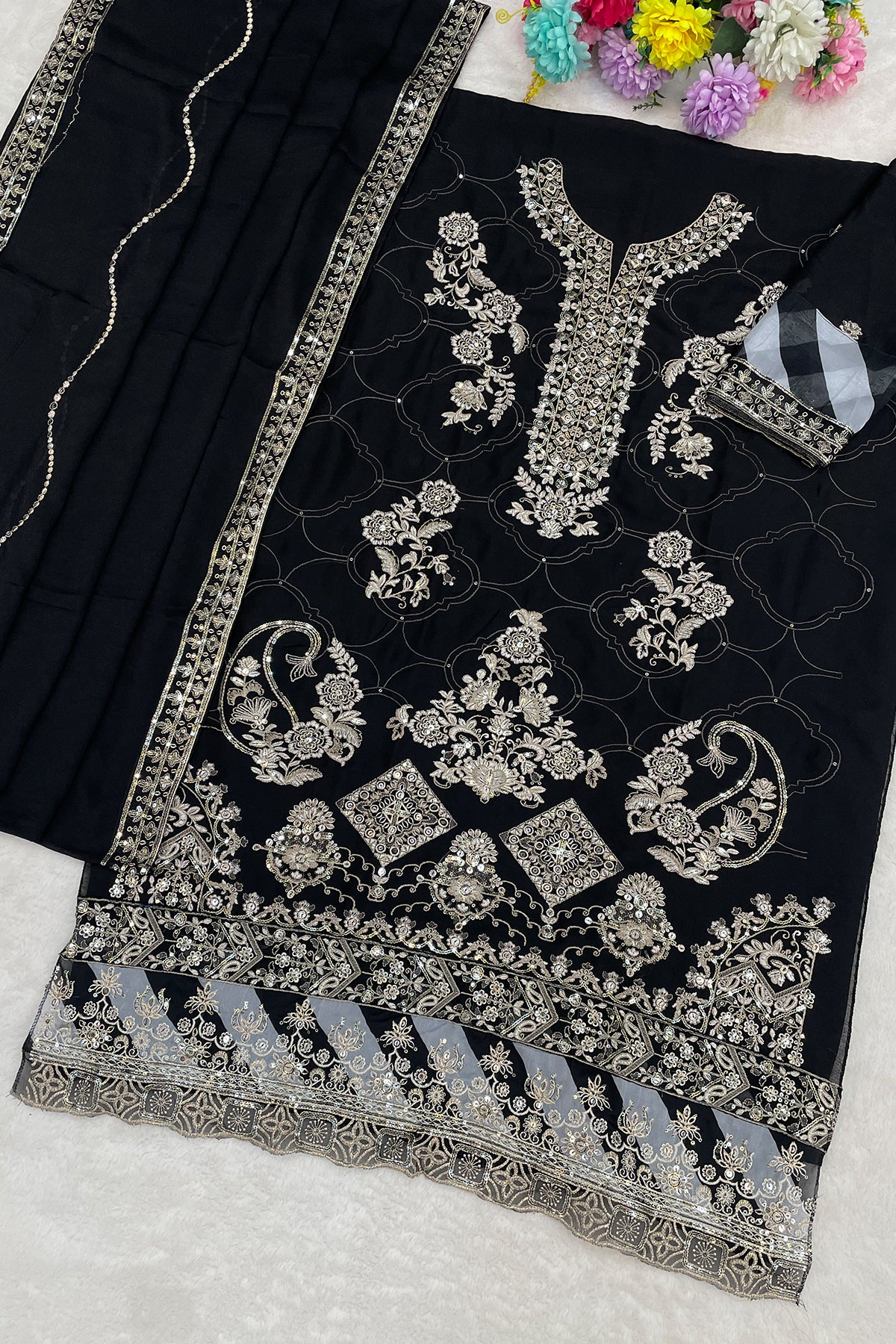 SHAFNUFAB Women's Georgette Ethnic Wear for WomenSemi Stitched PAKISTANI SUIT SF311423